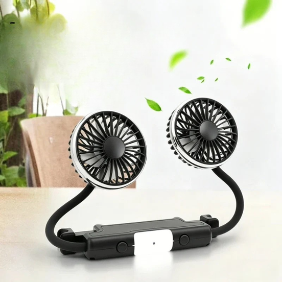 Wentylator samochodowy z podwójną głowicą i złączem USB – Virexo