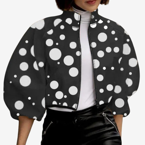 Lunera kort jakke med lynlås og print