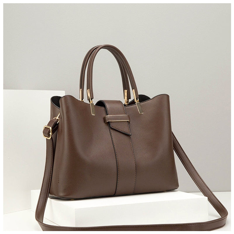 Ardina skuldertaske i mørkebrun læderlook