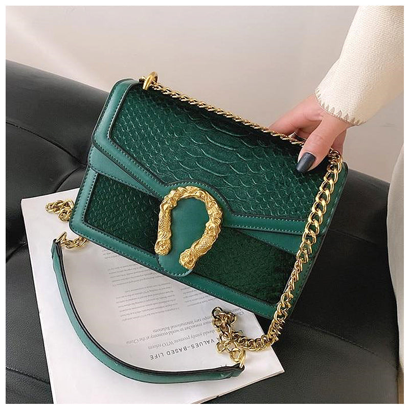 Valeny skuldertaske med krokodillemønster