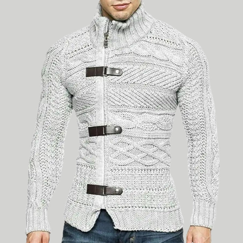 Valtor cardigan med høj hals og lynlåslukning