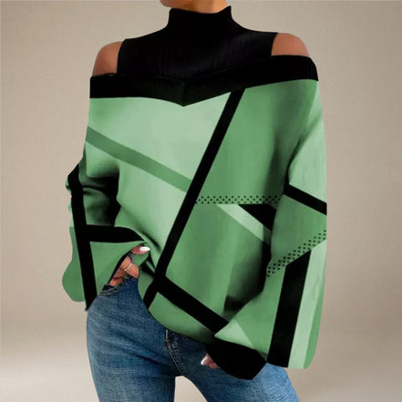 Orivelle off-shoulder sweater med rullekrave