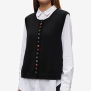 Elviana round neck vest med knapper
