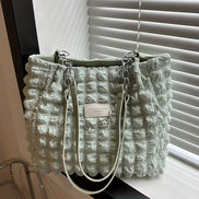 Bellevo Plaid Canvas Tote Bag – Ternet Skuldertaske til Kvinder med Lynlås
