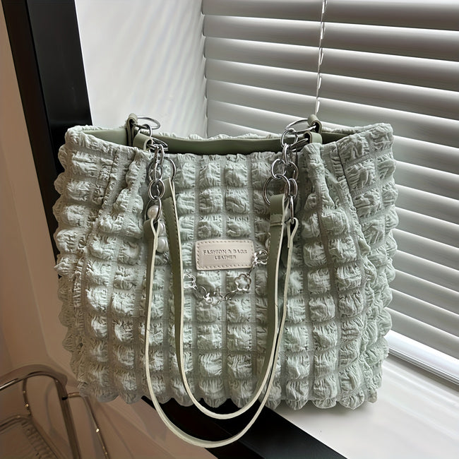 Bellevo Plaid Canvas Tote Bag – Ternet Skuldertaske til Kvinder med Lynlås