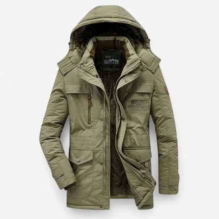 Bryan – Parka jas met lange mouwen, capuchon en meerdere ritszakken Velani