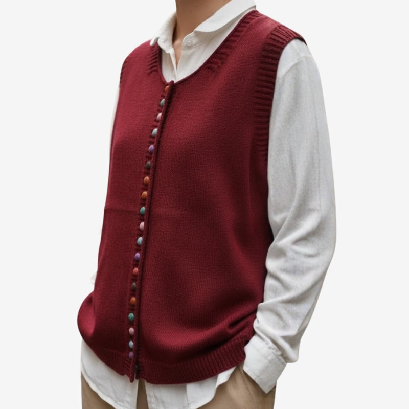 Elviana round neck vest med knapper