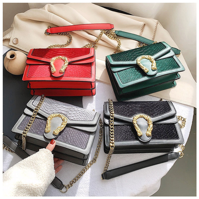 Valeny skuldertaske med krokodillemønster