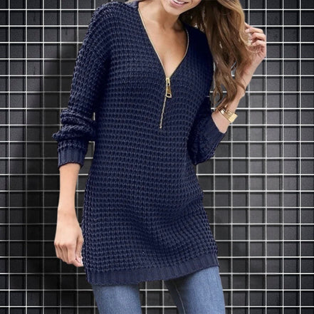 Elvara slim fit sweater dress med lynlåskrave