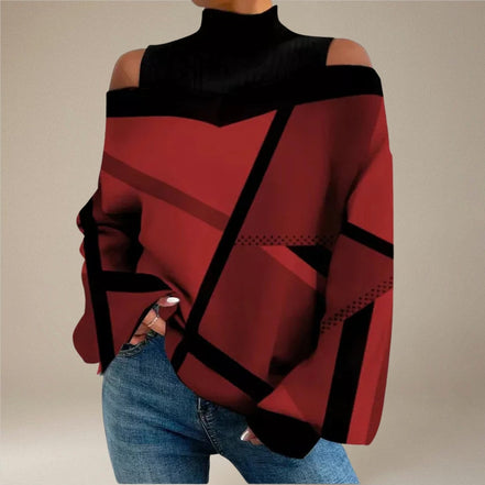 Orivelle off-shoulder sweater med rullekrave