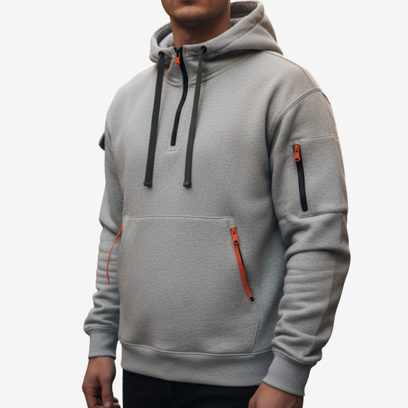 Valnero half zip hoodie med ribkanter