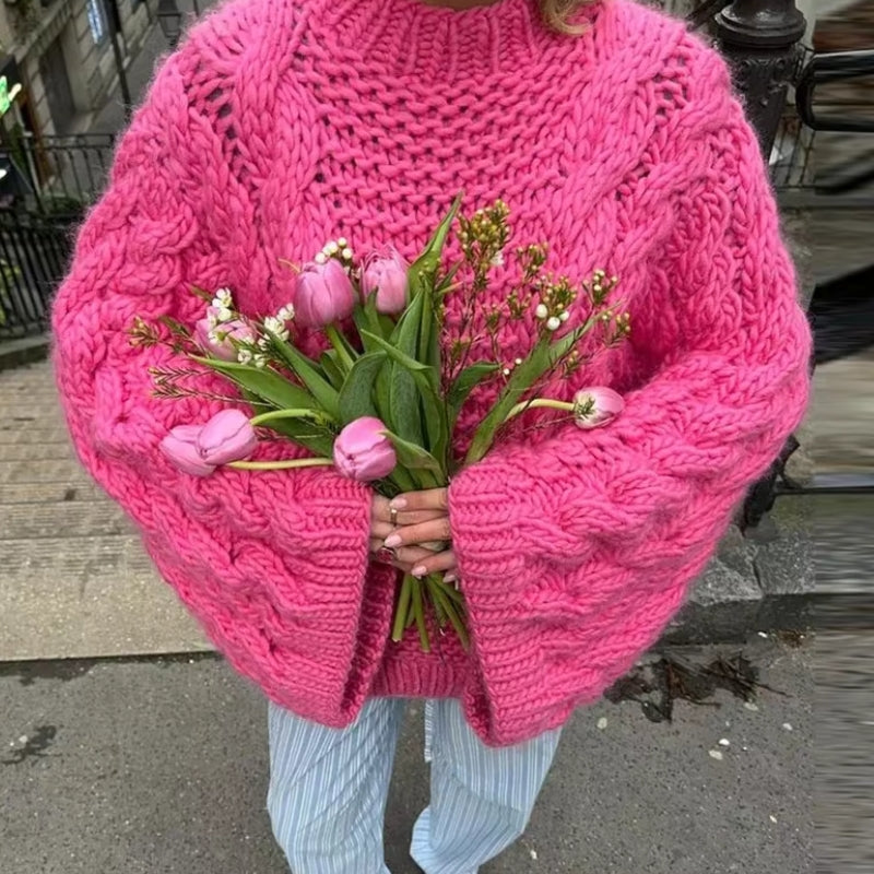 Lunvera oversized sweater med ribkanter