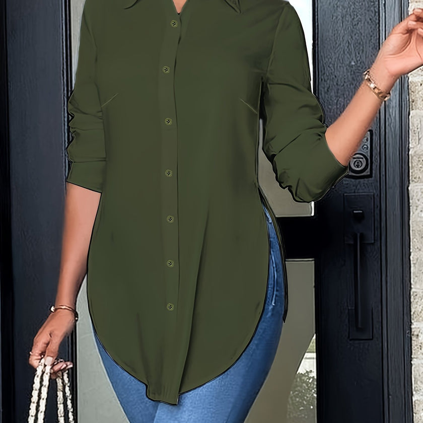 Alveria Split Button Blouse