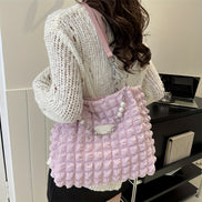 Bellevo Plaid Canvas Tote Bag – Ternet Skuldertaske til Kvinder med Lynlås