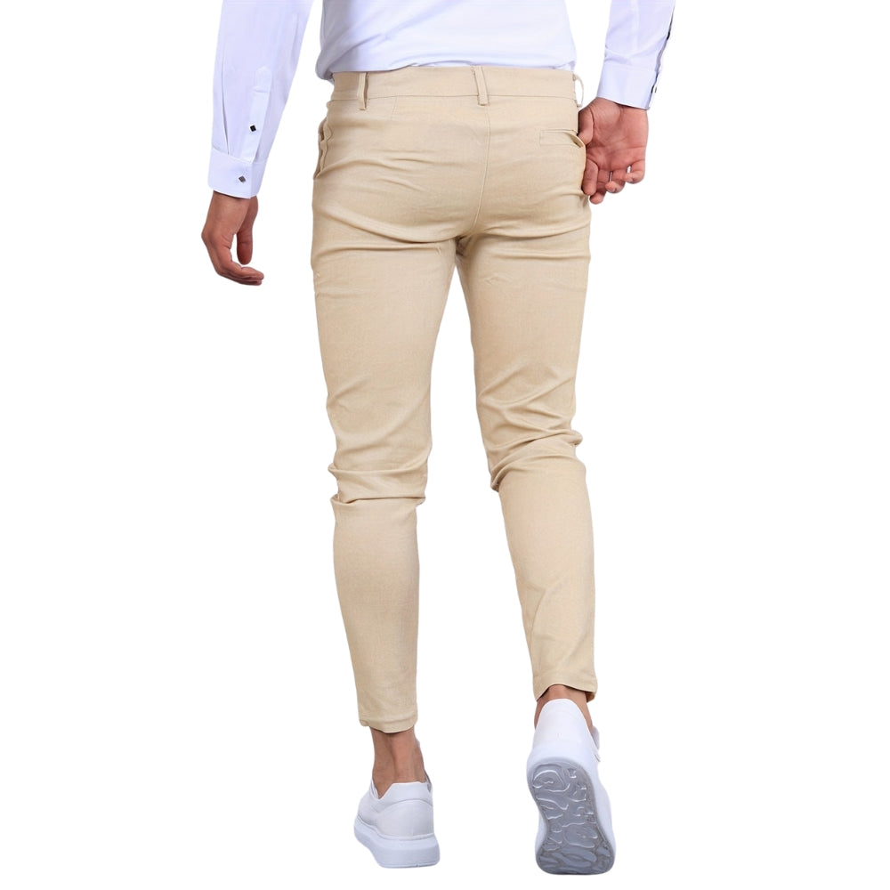 Herre slim fit bukser med knaplukning og sidelommer – lange bukser til hverdag og arbejde – Tavero