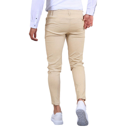 Herre slim fit bukser med knaplukning og sidelommer – lange bukser til hverdag og arbejde – Tavero