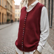 Elviana round neck vest med knapper
