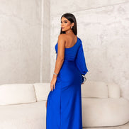 Selvoria dame maxikjole – one shoulder kjole med drapering og slids