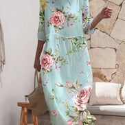Florena klassisk kjole med blomsterprint