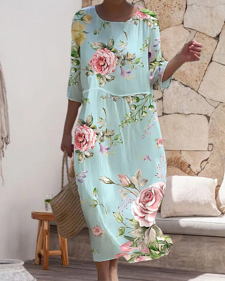 Florena klassisk kjole med blomsterprint
