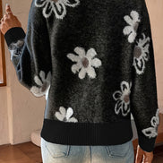 Daisy knit cardigan – blomstermønstret strik med V-udskæring