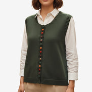 Elviana round neck vest med knapper