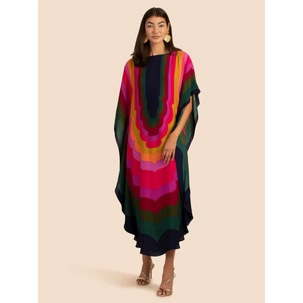 Calira kjole dame – kaftan med V-udskæring og løs pasform