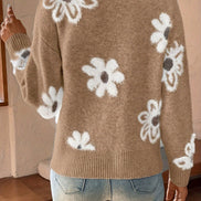 Daisy knit cardigan – blomstermønstret strik med V-udskæring