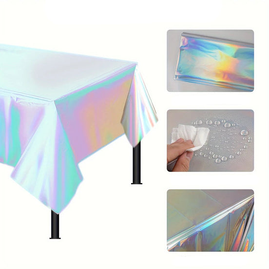 Obdélníkový párty ubrus s duhovým efektem 183 × 137 cm – Prismella