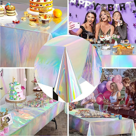 Rektangulær festdug med regnbueeffekt 183 × 137 cm – Prismella
