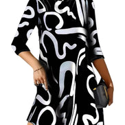 Minikjole med rund hals og 3/4 ærmer – kjole til hverdag og fritid – Elvara