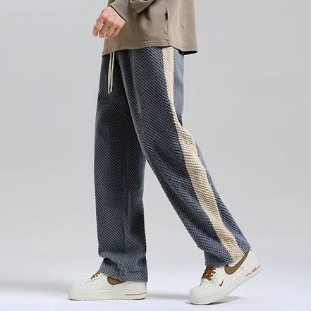 Herre sweatpants i ribstruktur med elastisk talje og afslappet pasform – bukser til hverdag og fritid – Corvian