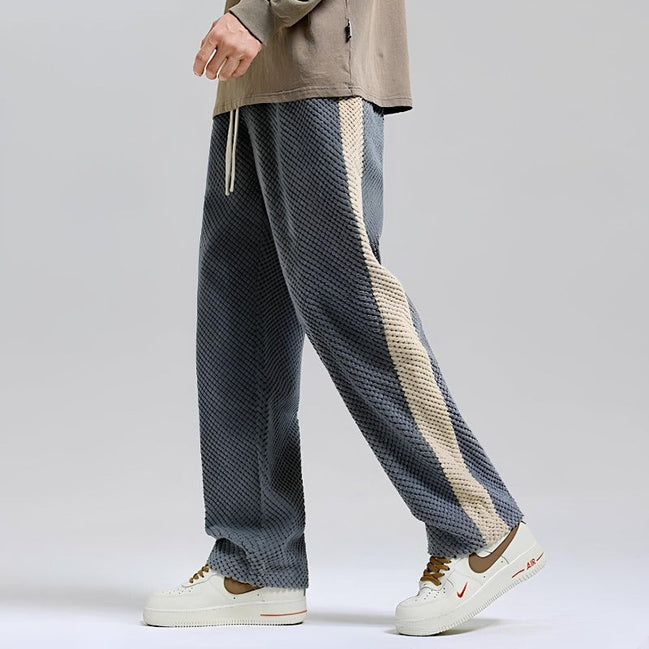 Herre sweatpants i ribstruktur med elastisk talje og afslappet pasform – bukser til hverdag og fritid – Corvian