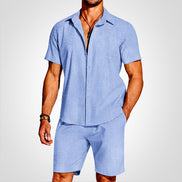 Solaro 2-delt sæt – skjorte med krave og lette shorts