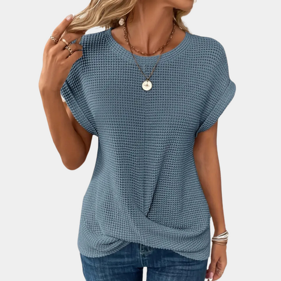 Lunessa dame T-shirt – ensfarvet bomulds T-shirt med rund hals og korte ærmer