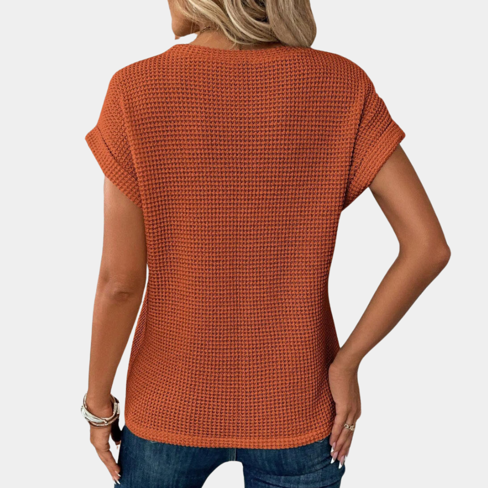 Lunessa dame T-shirt – ensfarvet bomulds T-shirt med rund hals og korte ærmer