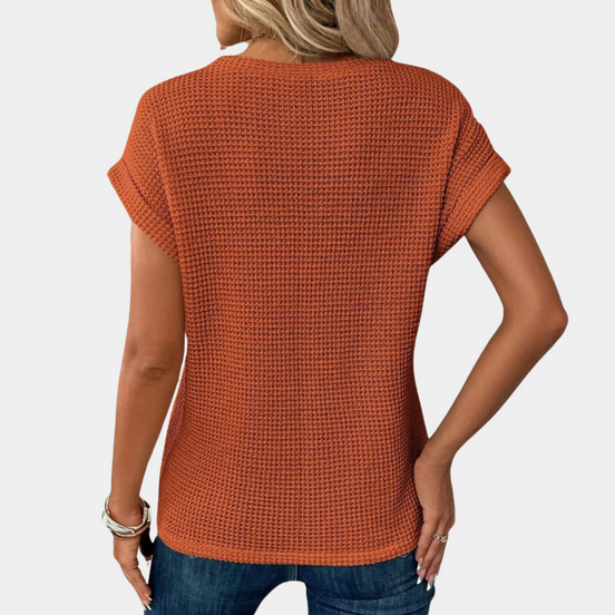 Lunessa dame T-shirt – ensfarvet bomulds T-shirt med rund hals og korte ærmer
