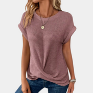 Lunessa dame T-shirt – ensfarvet bomulds T-shirt med rund hals og korte ærmer