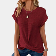 Lunessa dame T-shirt – ensfarvet bomulds T-shirt med rund hals og korte ærmer