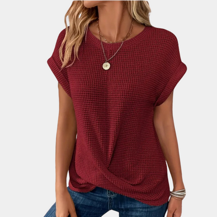 Lunessa dame T-shirt – ensfarvet bomulds T-shirt med rund hals og korte ærmer