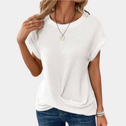 Lunessa dame T-shirt – ensfarvet bomulds T-shirt med rund hals og korte ærmer
