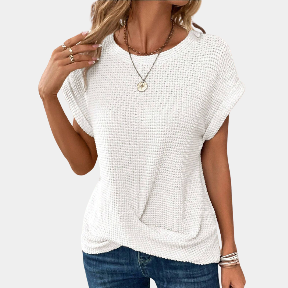 Lunessa dame T-shirt – ensfarvet bomulds T-shirt med rund hals og korte ærmer