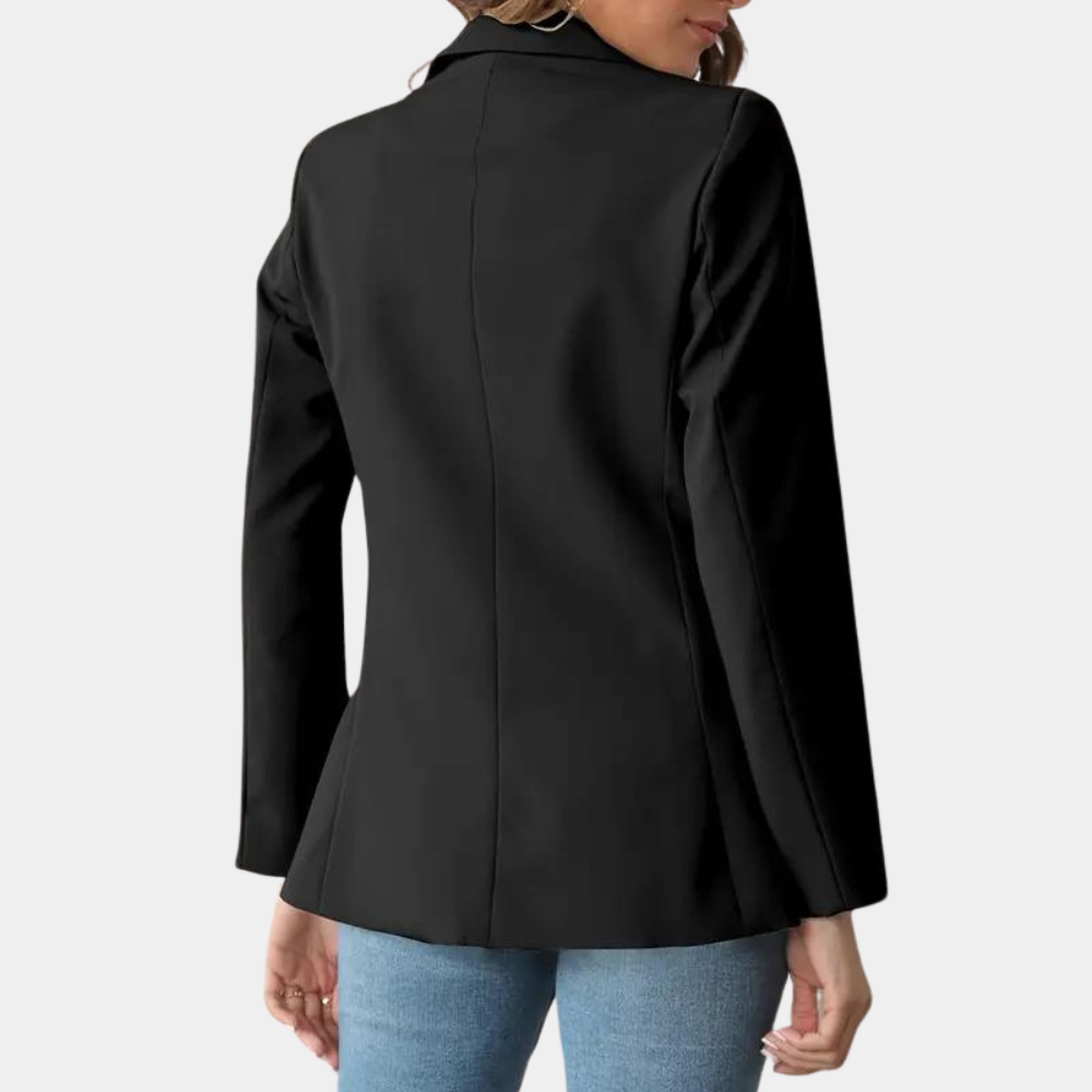 Velora blazer til kvinder med enkelt knap, reverskrave og afslappet pasform