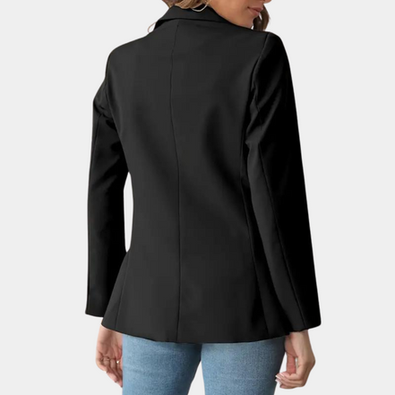 Velora blazer til kvinder med enkelt knap, reverskrave og afslappet pasform