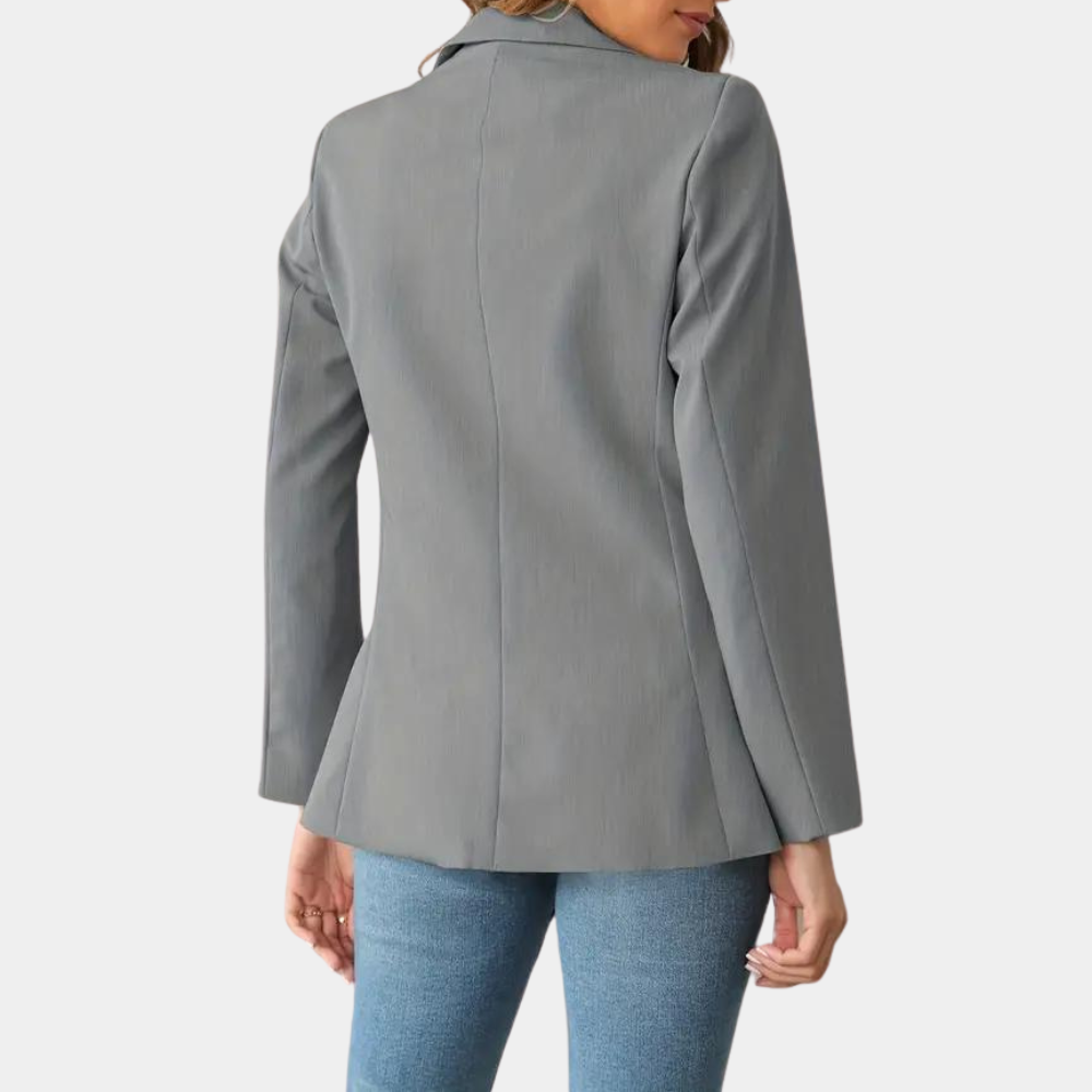 Velora blazer til kvinder med enkelt knap, reverskrave og afslappet pasform
