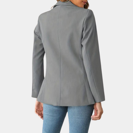 Velora blazer til kvinder med enkelt knap, reverskrave og afslappet pasform