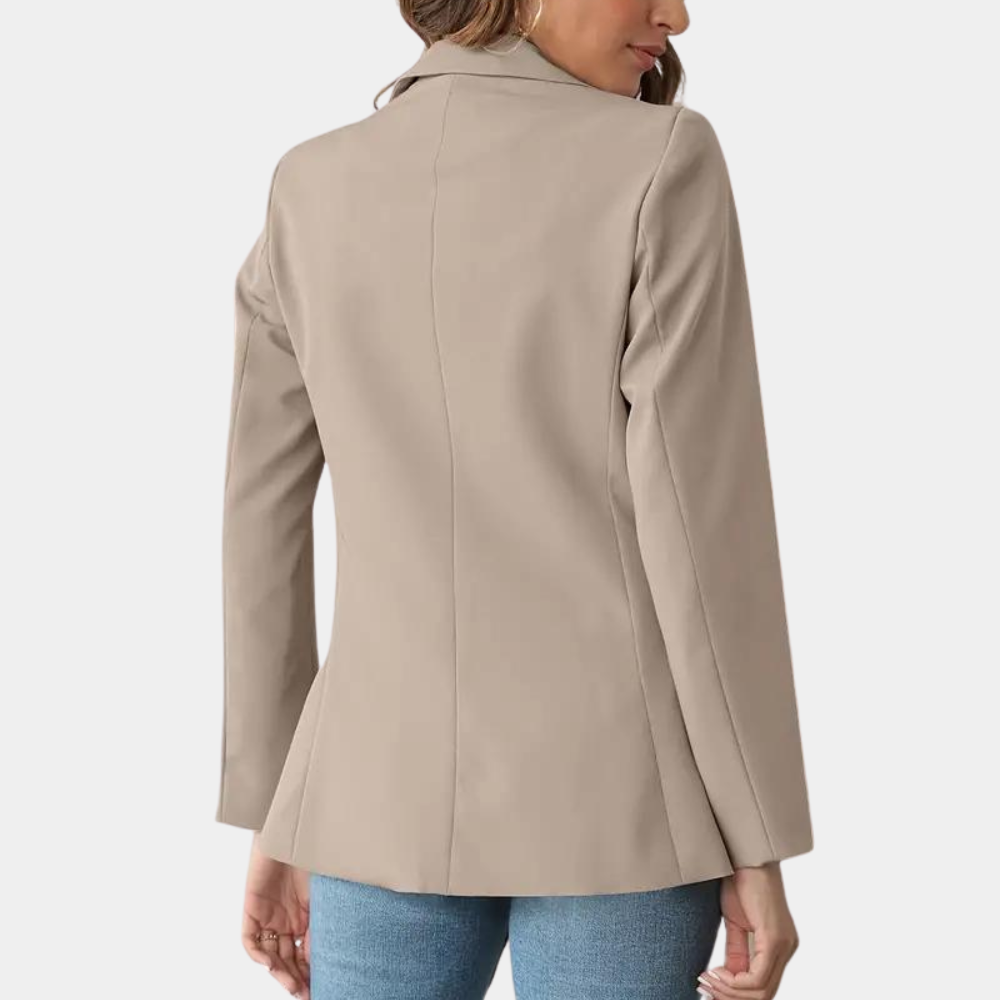 Velora blazer til kvinder med enkelt knap, reverskrave og afslappet pasform