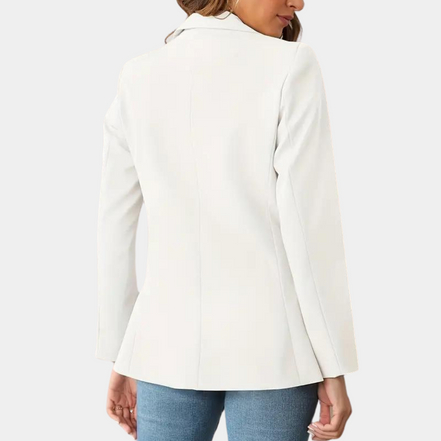 Velora blazer til kvinder med enkelt knap, reverskrave og afslappet pasform