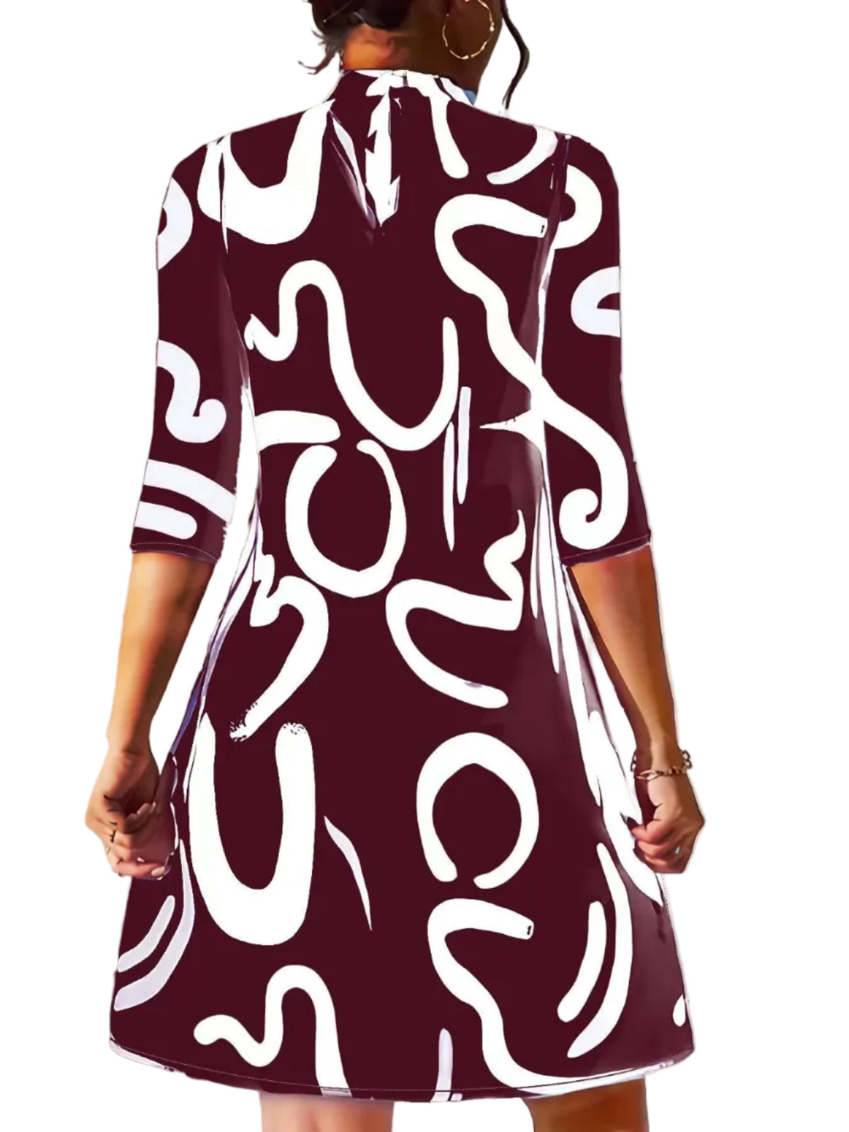 Minikjole med rund hals og 3/4 ærmer – kjole til hverdag og fritid – Elvara