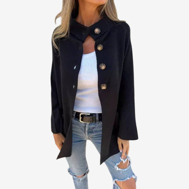 Elvara lang frakke med løs pasform og knapper